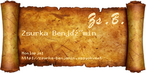 Zsurka Benjámin névjegykártya